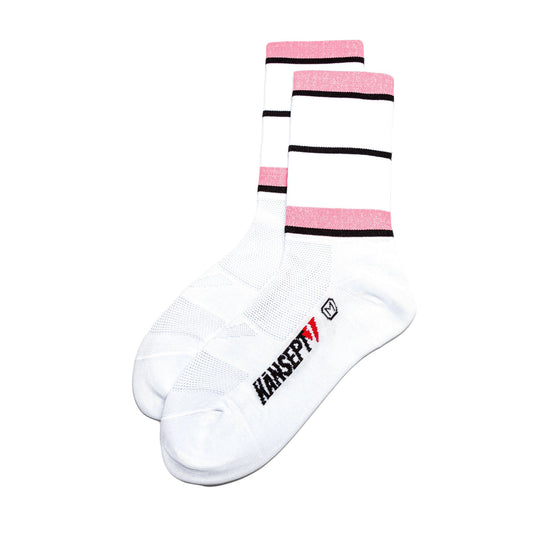 Kansept1 ProSpec Rouleur Sock | Squadra Stripes | White/Maglia Rosa Pink/Obsidian Black