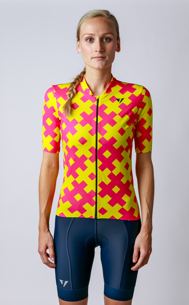 Kansept1 LIMITED EDITION Women's ProSpec Rouleur SZ Jersey | #HashTag MACRO print | Hot Pink/Tour Yellow
