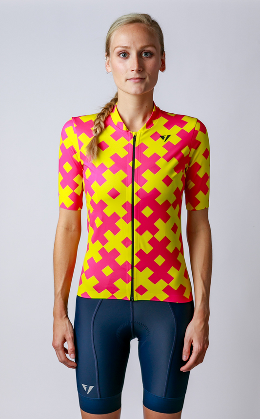Kansept1 LIMITED EDITION Women's ProSpec Rouleur SZ Jersey | #HashTag MACRO print | Hot Pink/Tour Yellow