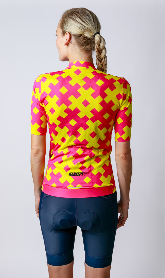 Kansept1 LIMITED EDITION Women's ProSpec Rouleur SZ Jersey | #HashTag MACRO print | Hot Pink/Tour Yellow