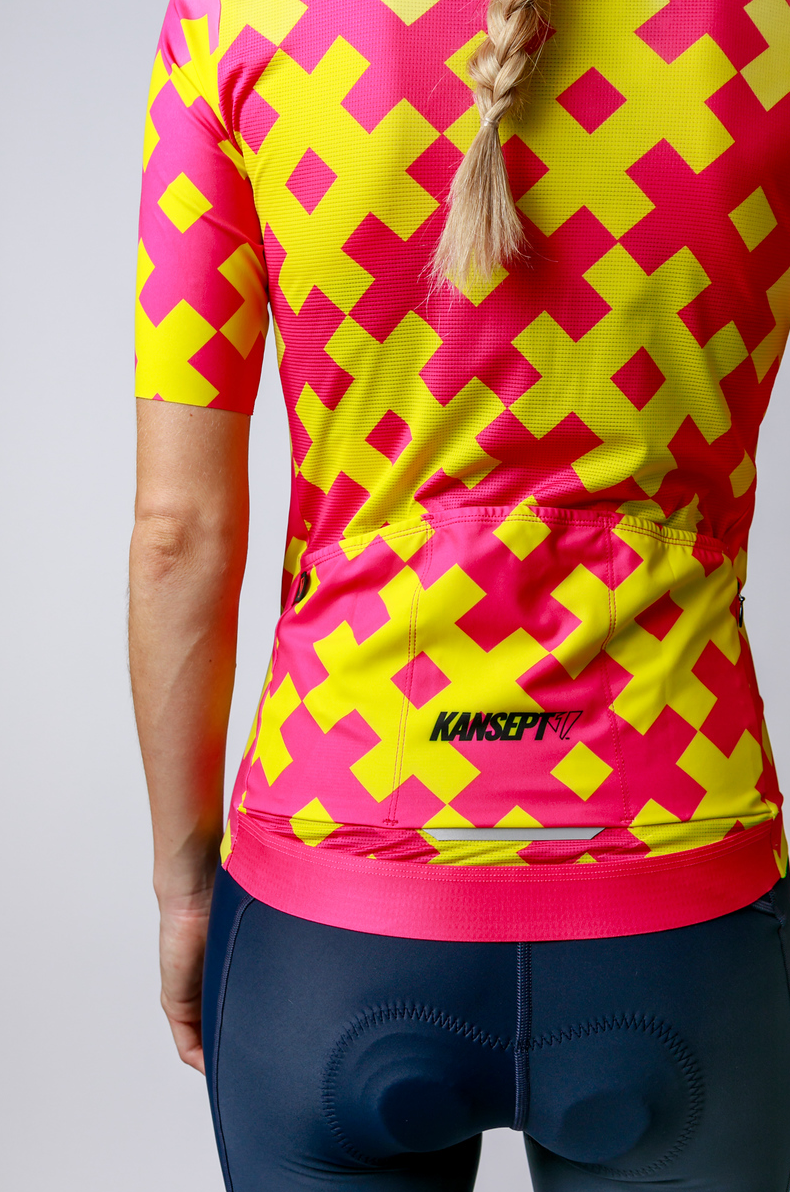 Kansept1 LIMITED EDITION Women's ProSpec Rouleur SZ Jersey | #HashTag MACRO print | Hot Pink/Tour Yellow