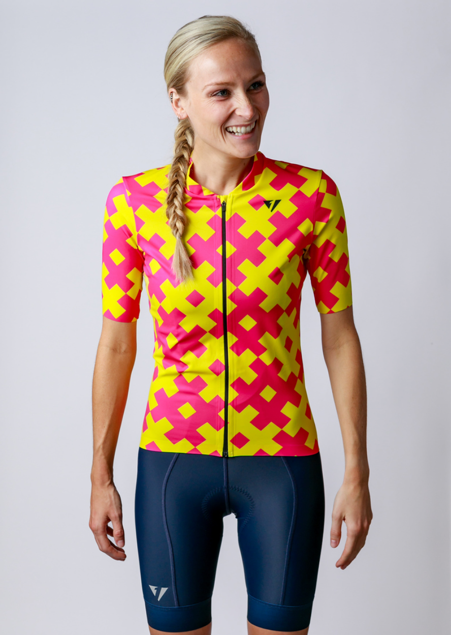 Kansept1 LIMITED EDITION Women's ProSpec Rouleur SZ Jersey | #HashTag MACRO print | Hot Pink/Tour Yellow