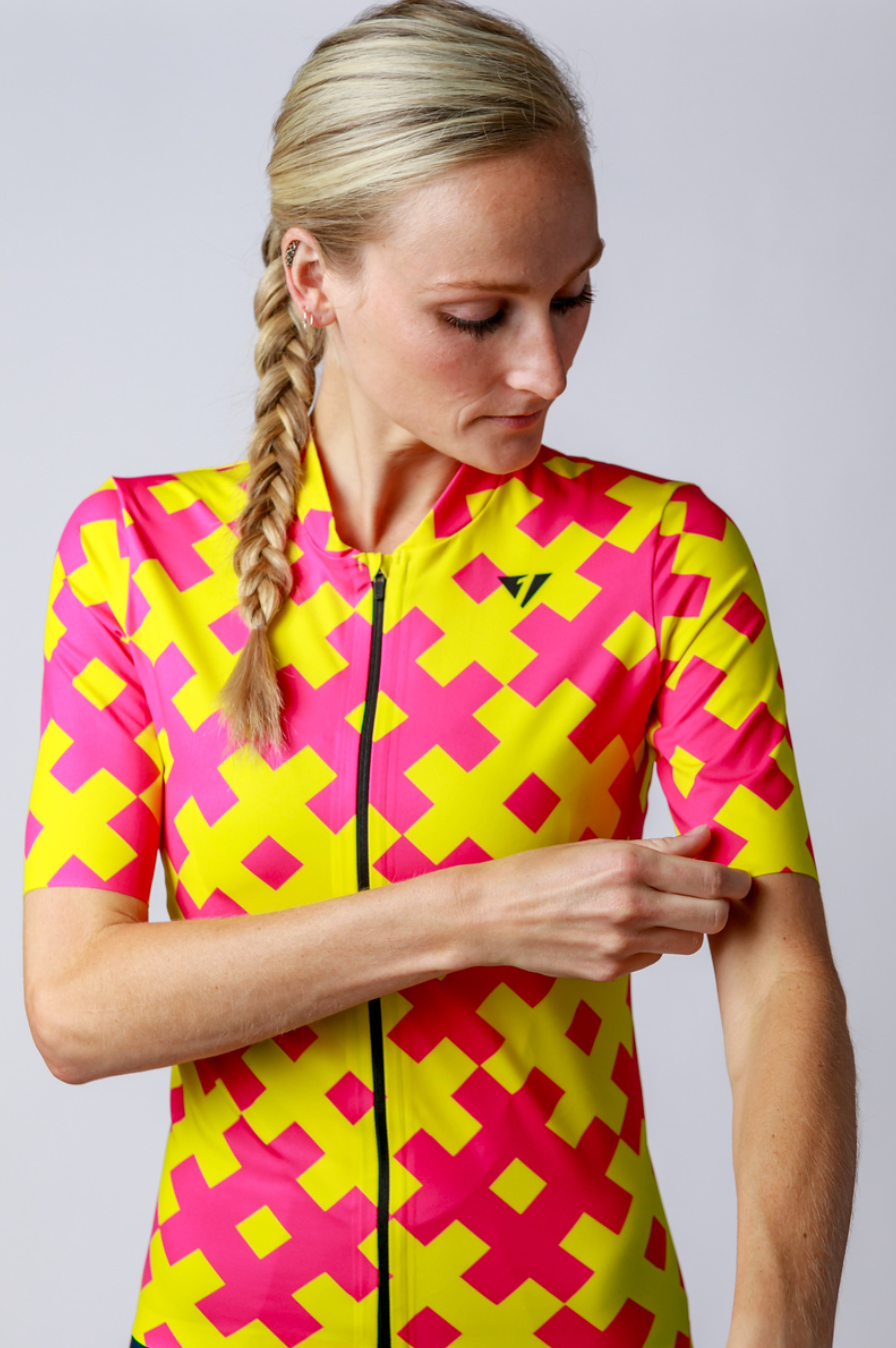 Kansept1 LIMITED EDITION Women's ProSpec Rouleur SZ Jersey | #HashTag MACRO print | Hot Pink/Tour Yellow
