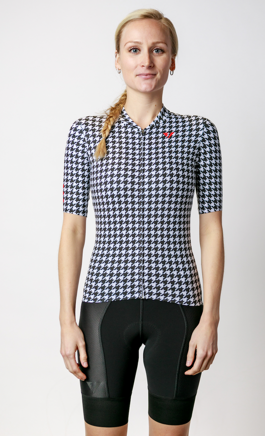Kansept1 Women's ProSpec Rouleur HZ Jersey | Houndstooth print in B+W