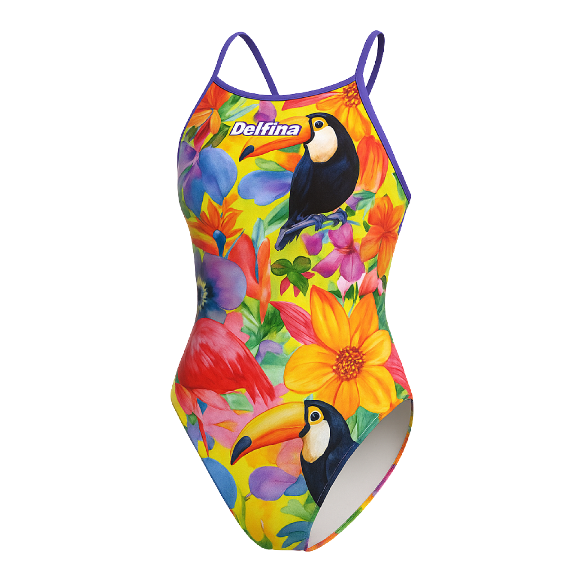 TROPICAL TOUCAN WOMEN'S LIGHTBACK ONE PIECE ATHLETIC SWIMSUIT