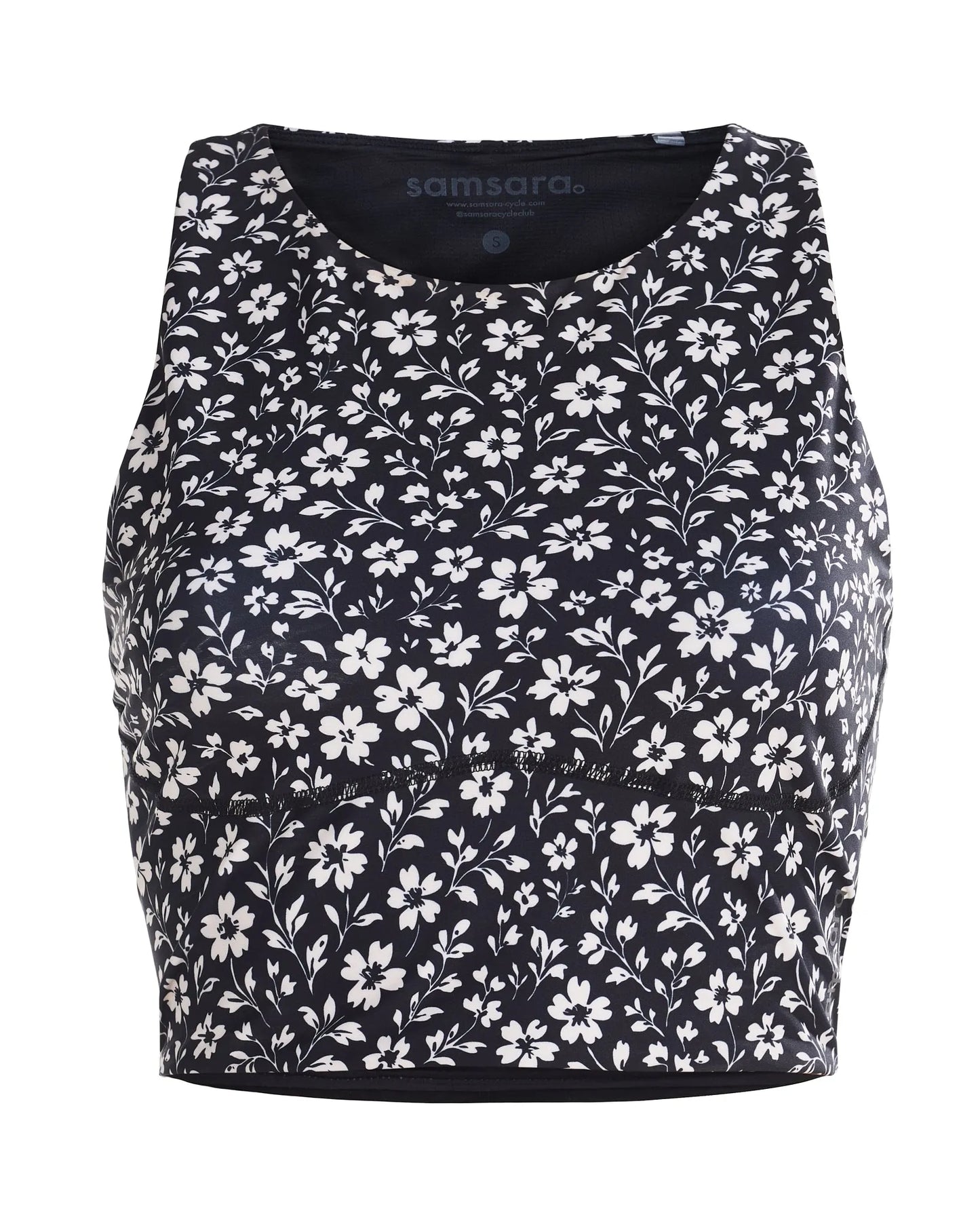 Samsara Adventure Crop Top - Black Floral Maze