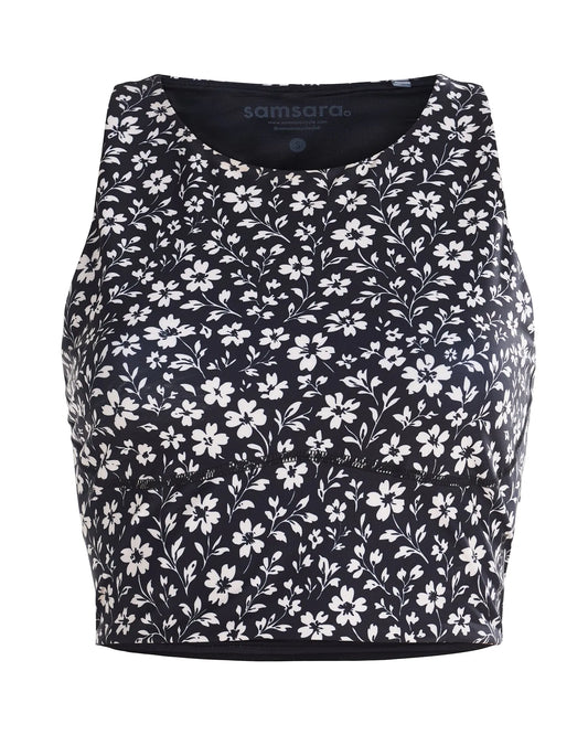 Samsara Adventure Crop Top - Black Floral Maze