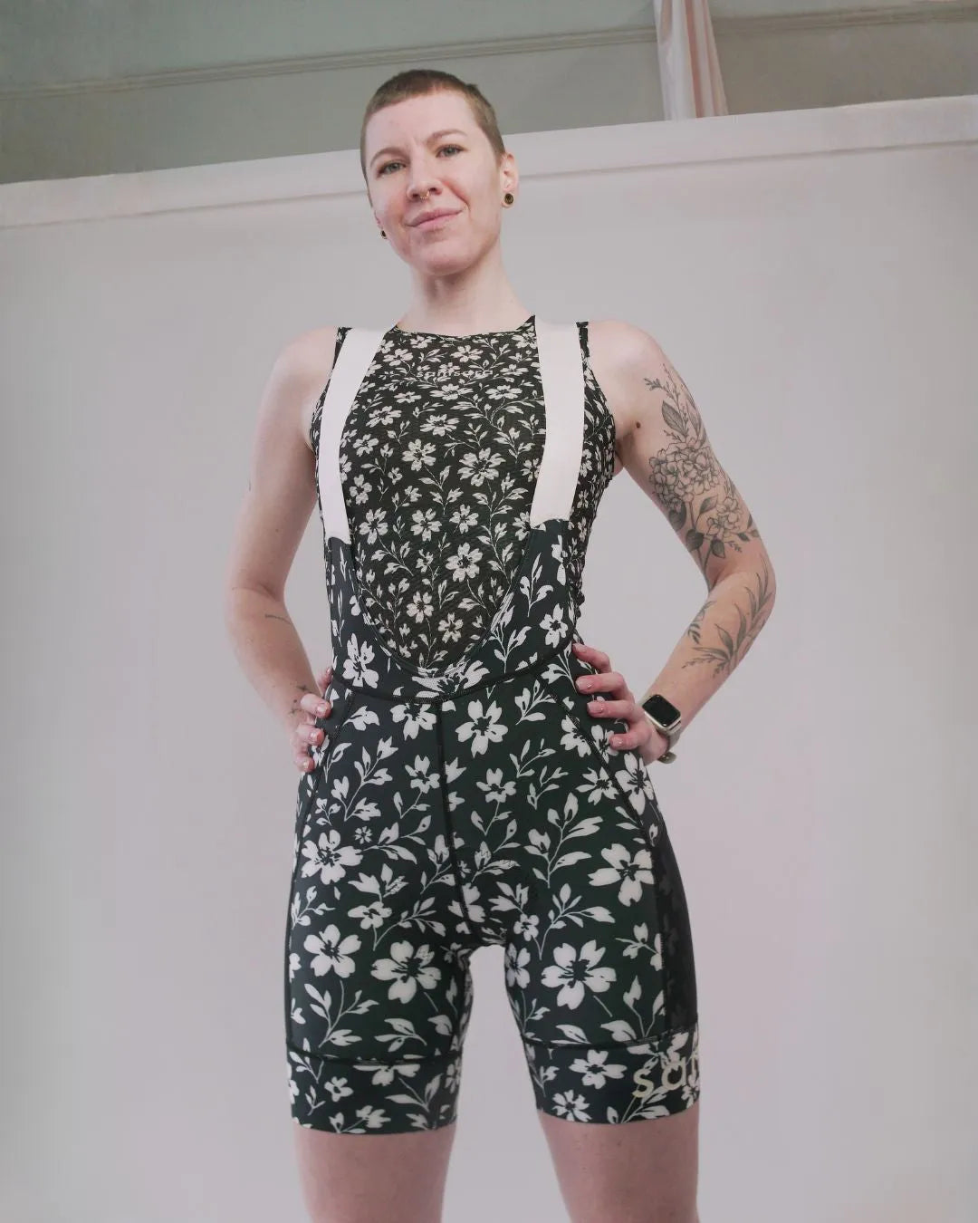 Samsara Adventure Bib Shorts - Black Floral Maze
