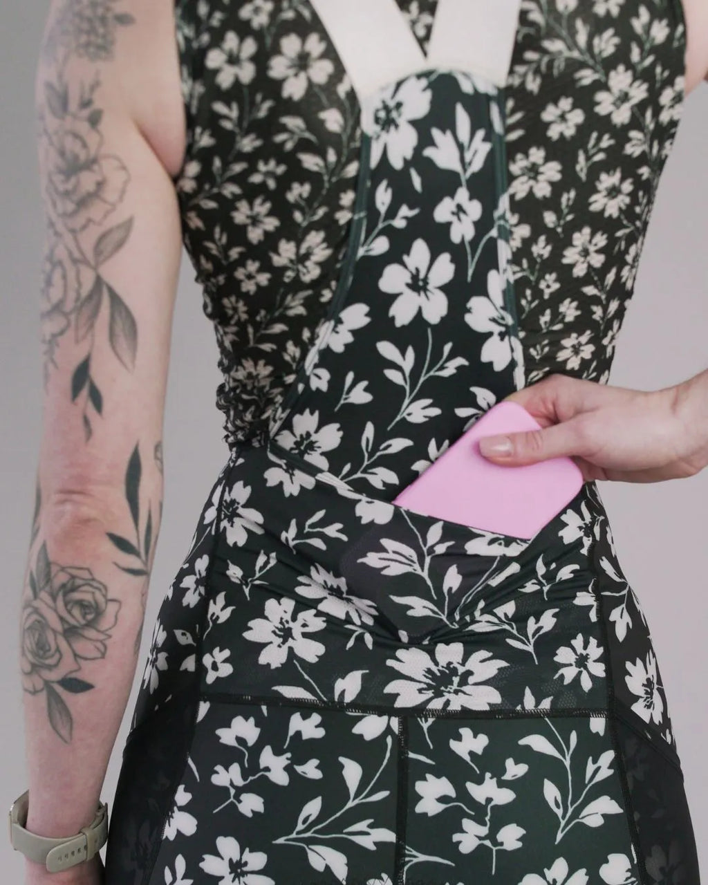Samsara Adventure Bib Shorts - Black Floral Maze