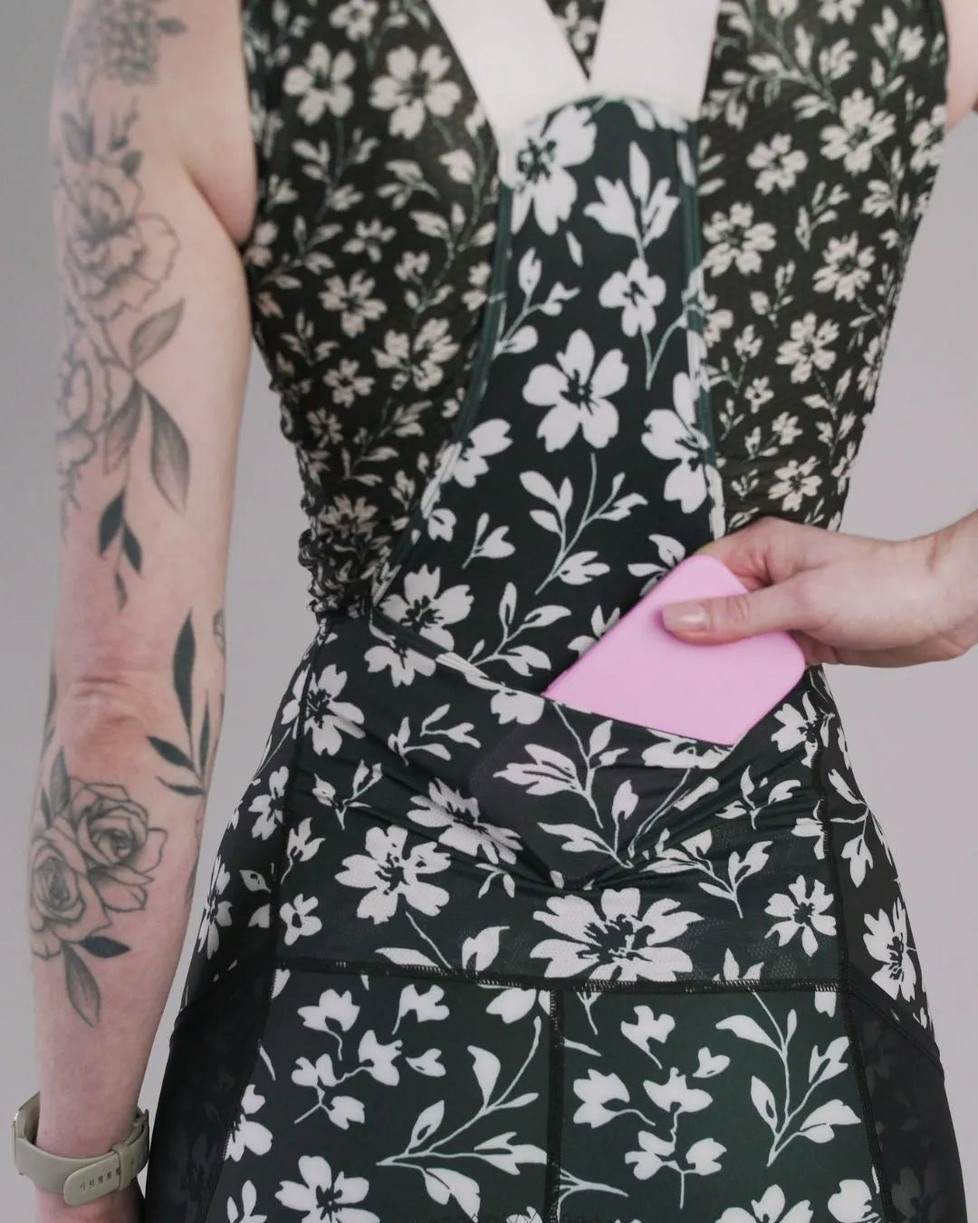 Samsara Adventure Bib Shorts - Black Floral Maze