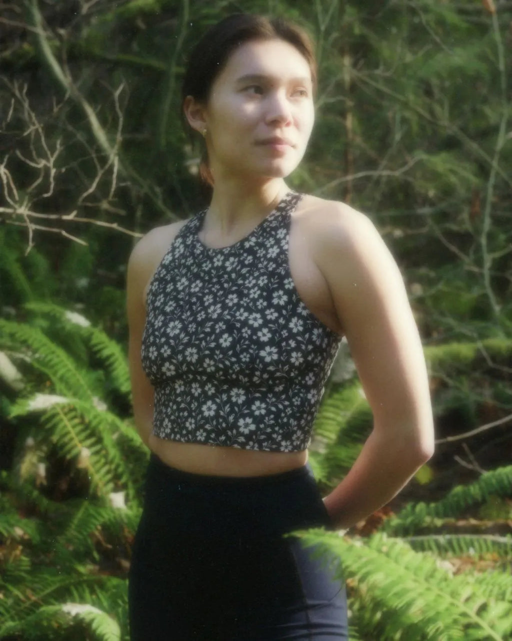 Samsara Adventure Crop Top - Black Floral Maze