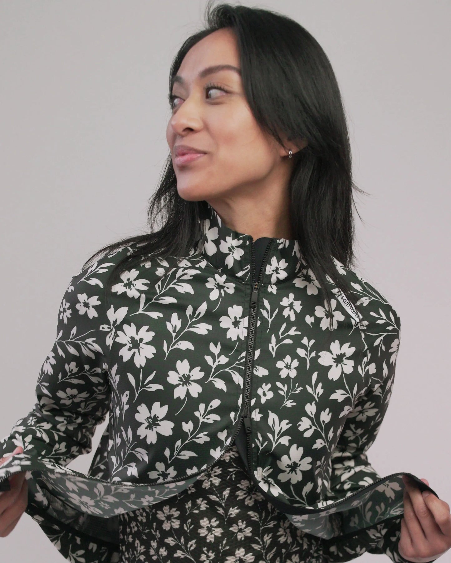 Samsara Stop The Wind Cycling Jacket - Black Floral Maze