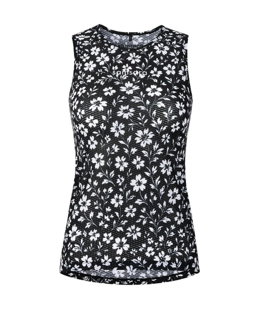 Samsara Sleeveless Base Layer - Black Floral Maze