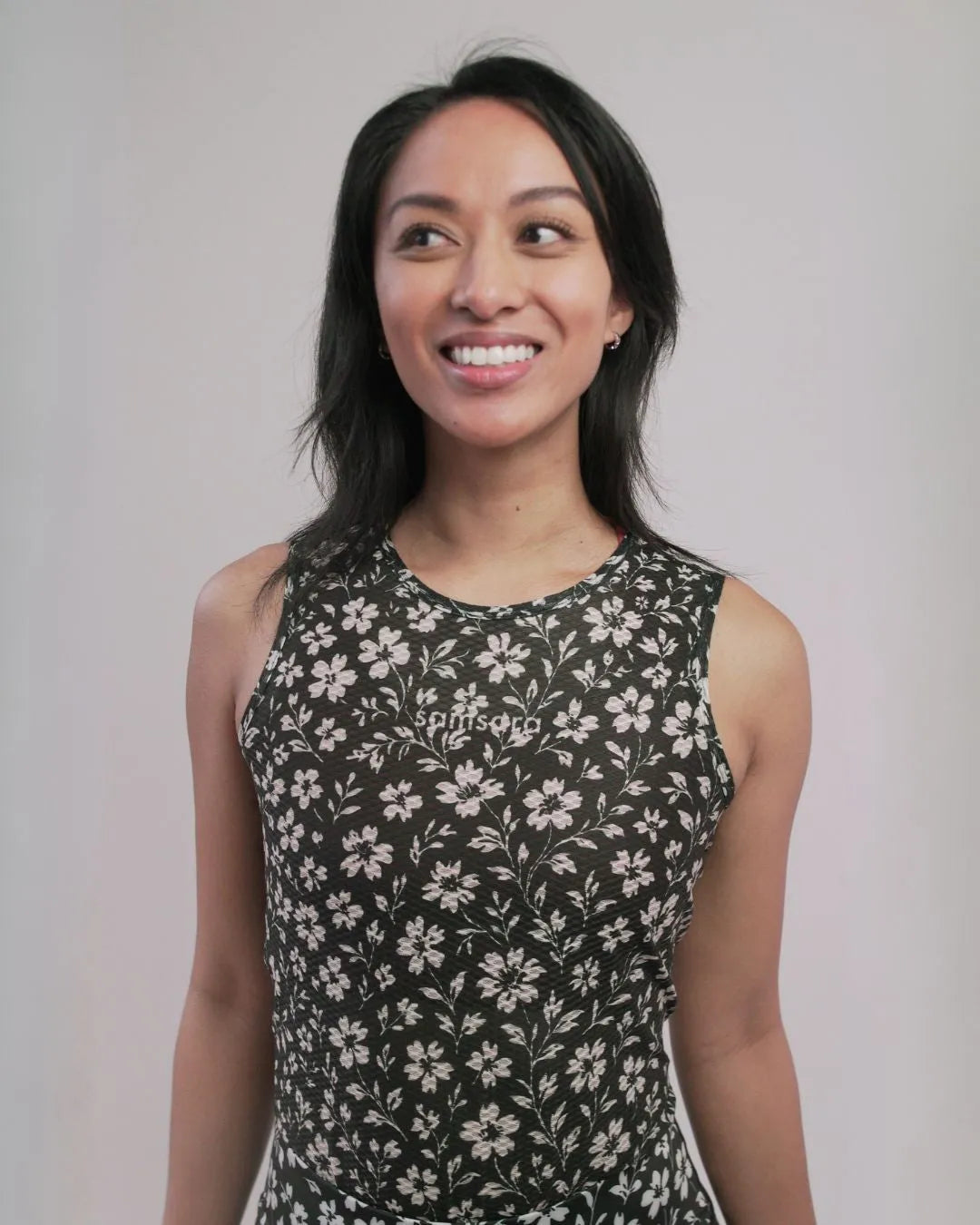 Samsara Sleeveless Base Layer - Black Floral Maze