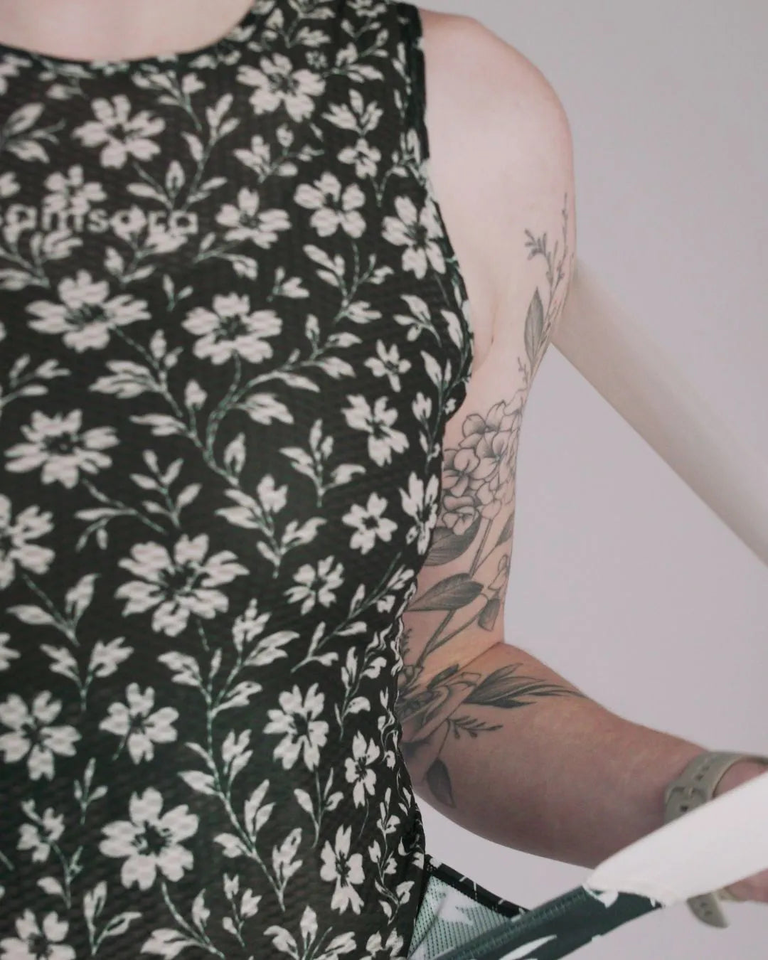 Samsara Sleeveless Base Layer - Black Floral Maze