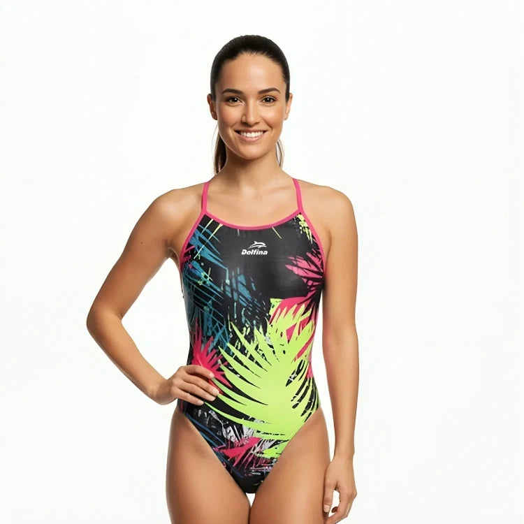COCONUT LEAVES WOMEN'S LIGHTBACK ONE PIECE ATHLETIC SWIMSUIT