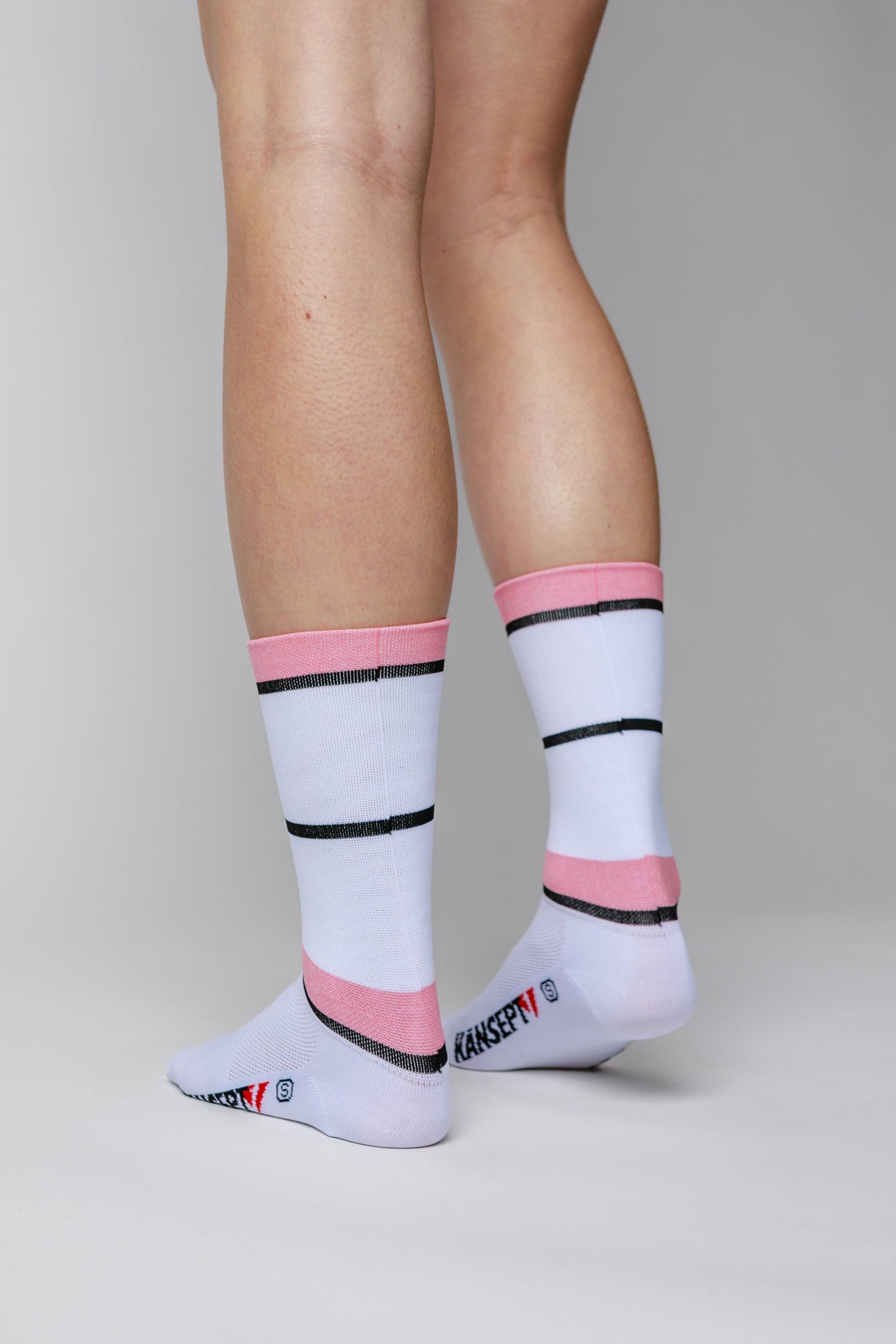 ProSpec Rouleur Sock | Squadra Stripes | White/Maglia Rosa Pink/Obsidian Black