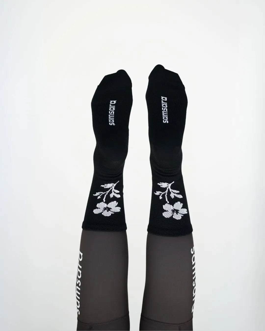 Samsara Merino Performance Socks - Black Floral