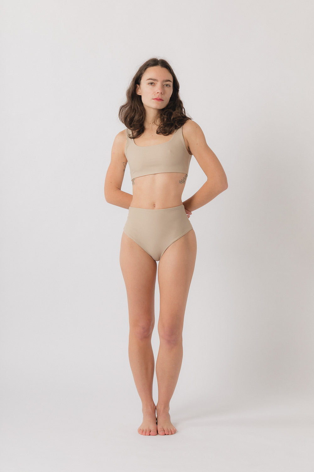 Nina High Waist Bikini Bottom - Oat