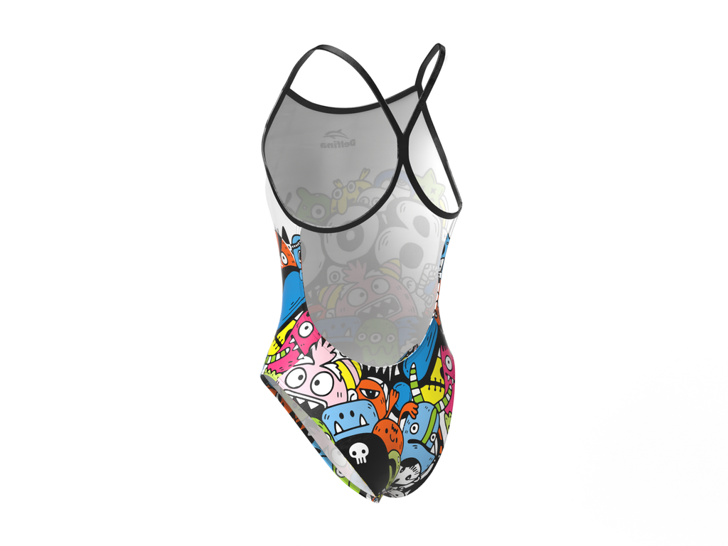 HALLOWEEN BOO WHITE WOMEN'S LIGHTBACK ONE PIECE ATHLETIC SWIMSUIT