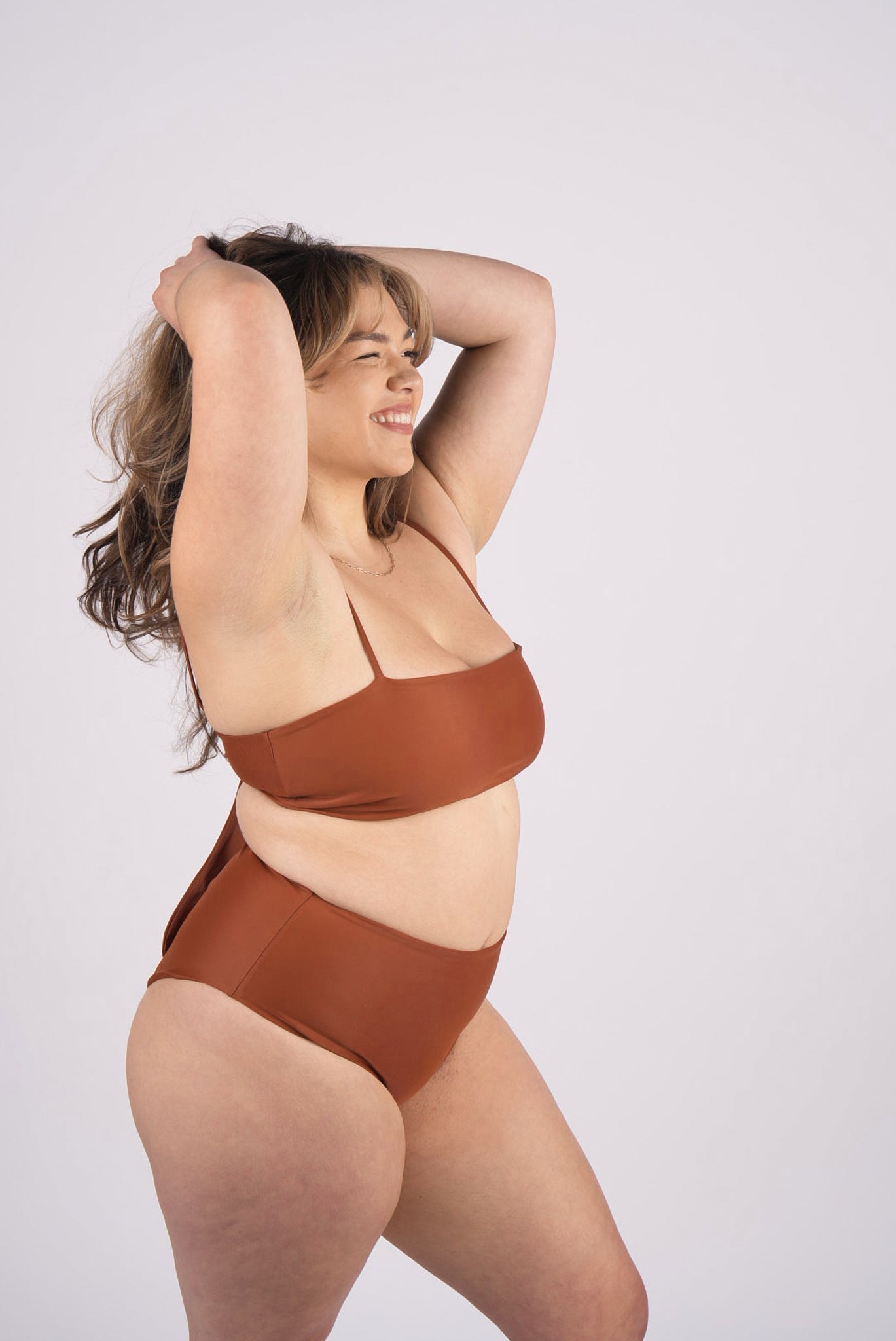 Nina High Waist Bikini Bottom - Spice