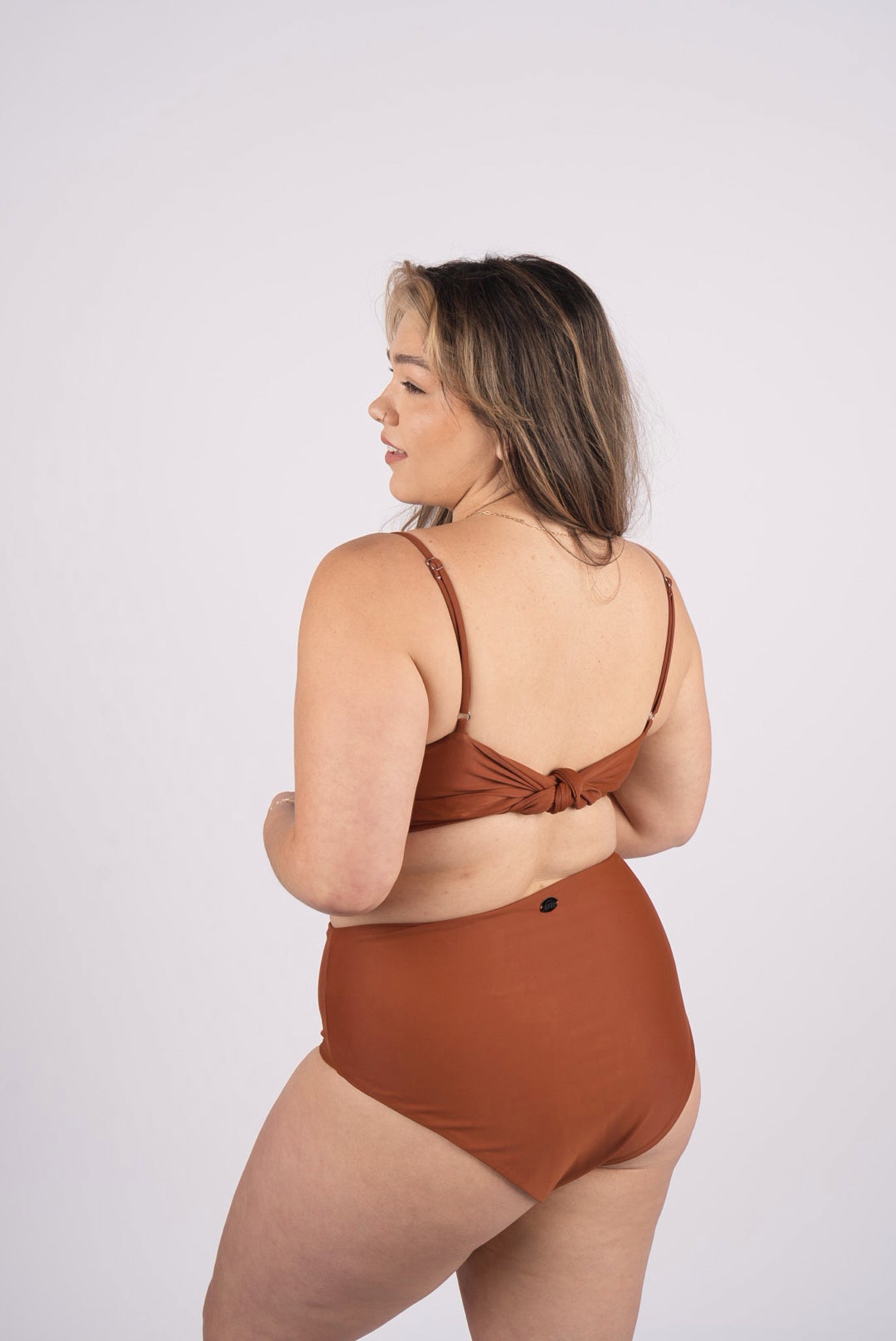 Nina High Waist Bikini Bottom - Spice