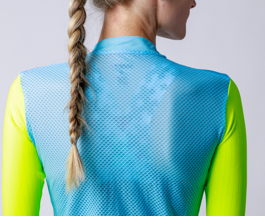 Kansept1 Women's ProSpec Ventoux Jersey | COLORBLOCK print | Tiffany BLUE/HiViz Yellow