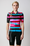 Kansept1 Women's ProSpec Rouleur HZ Jersey | EPYC Supporters | Sportivo stripes in Bright Blue + Hot Pink + Obsidian Black