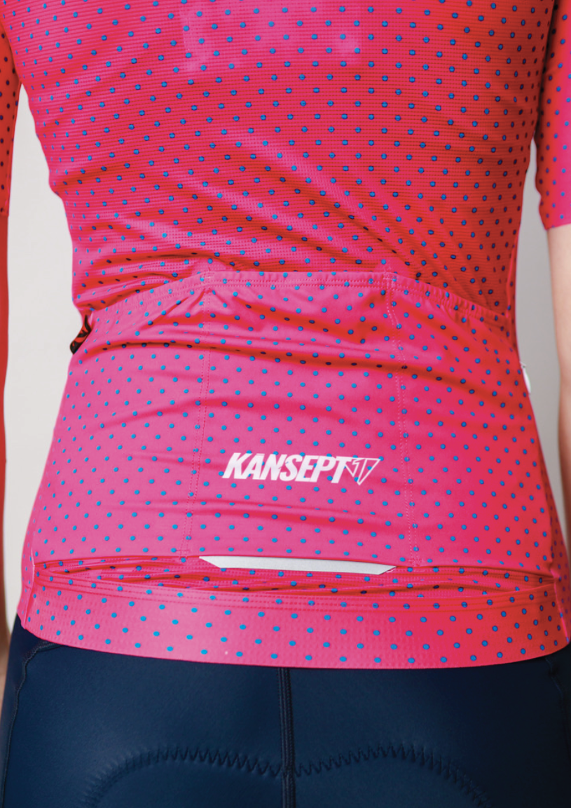 Kansept1 Women's ProSpec Rouleur HZ Jersey | microDOTS Hot Pink with Azure Blue