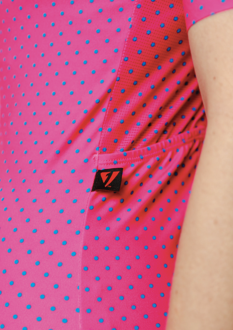 Kansept1 Women's ProSpec Rouleur HZ Jersey | microDOTS Hot Pink with Azure Blue