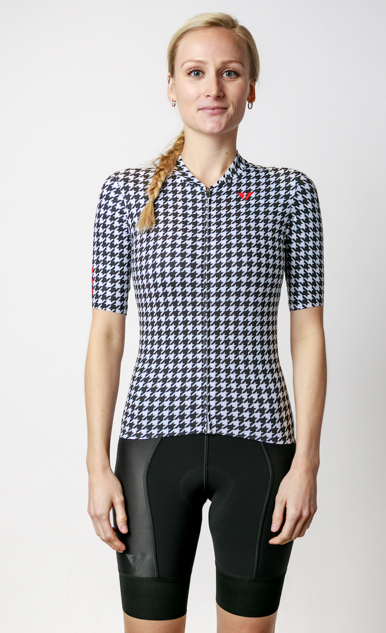 Kansept1 Women's ProSpec Rouleur HZ Jersey | Houndstooth print in B+W
