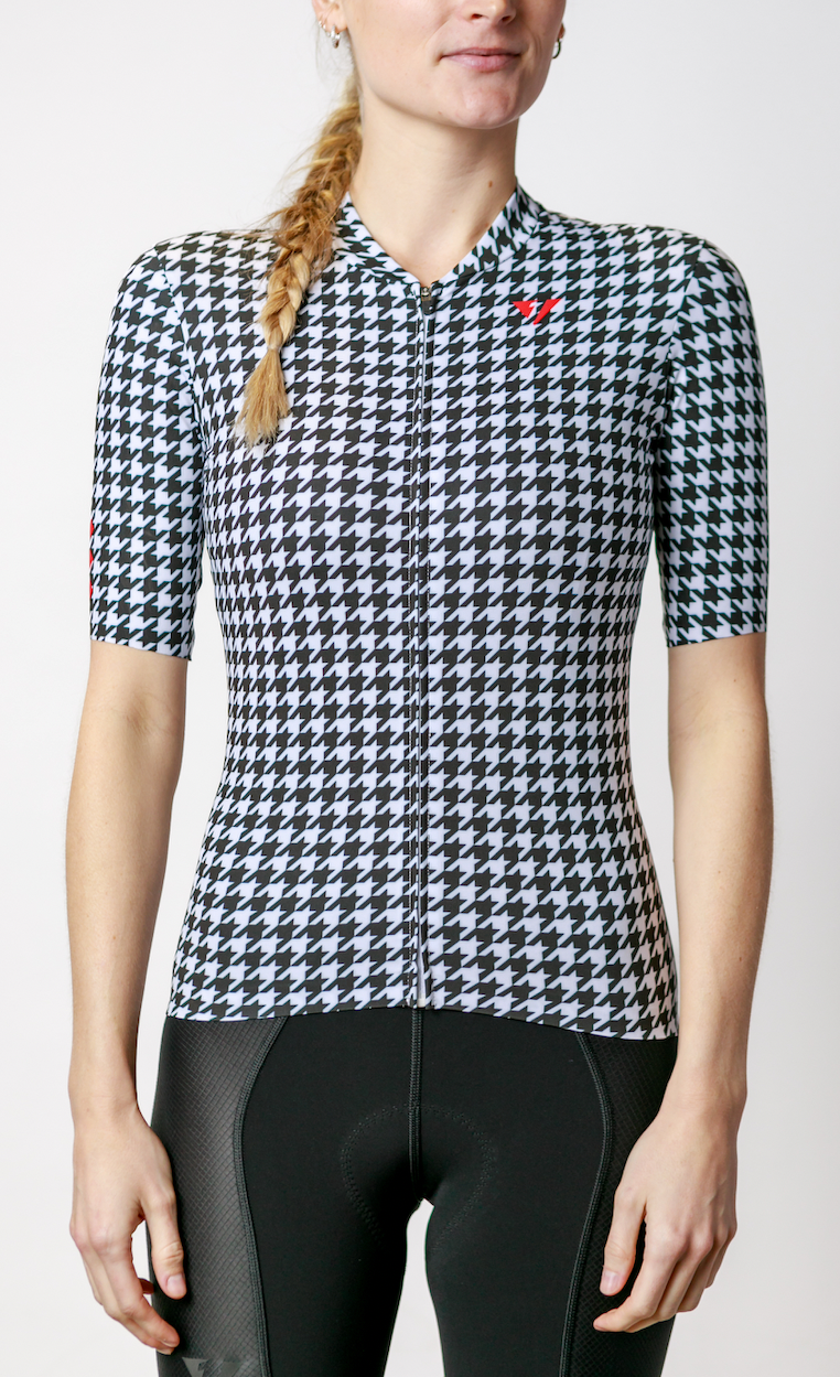 Kansept1 Women's ProSpec Rouleur HZ Jersey | Houndstooth print in B+W