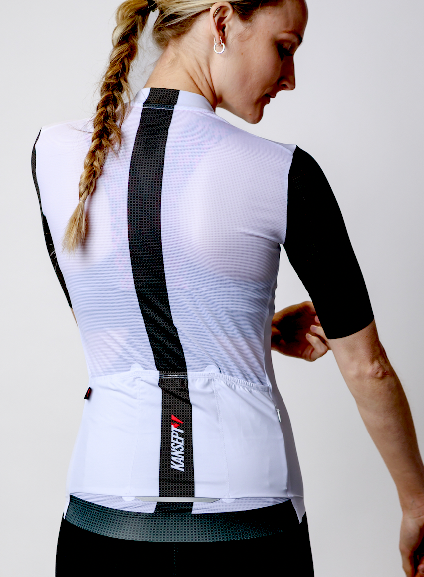 Women's ProSpec Rouleur SZ Jersey | TEAM ISSUE | WHITE with black CF race stripe