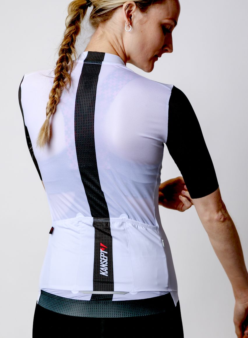 Kansept1 Women's ProSpec Rouleur SZ Jersey | TEAM ISSUE | WHITE with black CF race stripe
