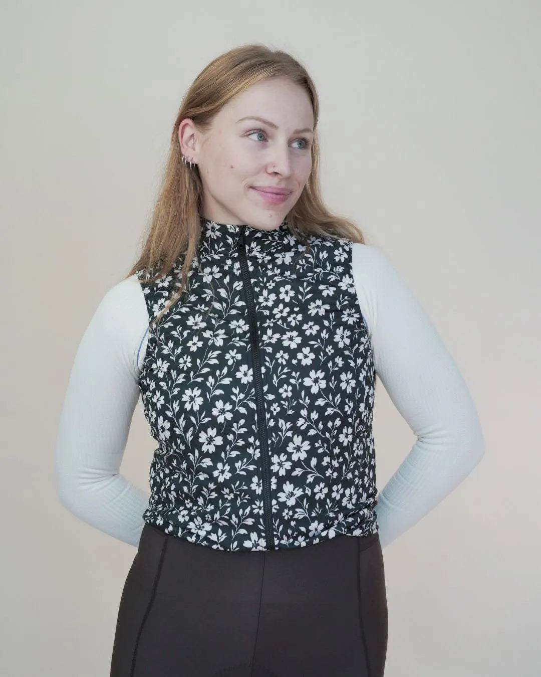Samsara Stop The Wind Cycling Vest - Black Floral Maze
