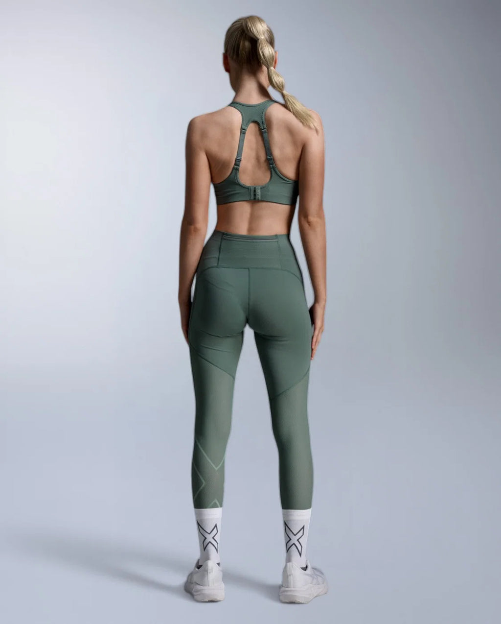 2XU Aero Mesh Hi-Rise Compression Tights–Olive Leaf