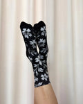 Samsara Performance Crew Socks - Black Floral Maze