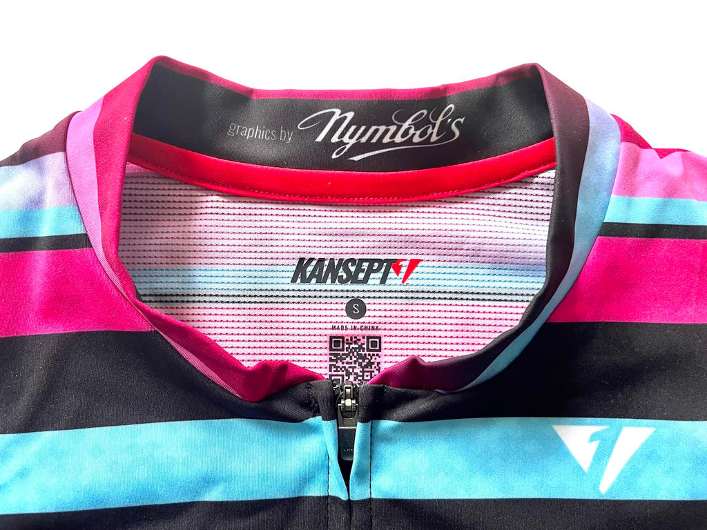 Kansept1 Women's ProSpec Rouleur HZ Jersey | EPYC Supporters | Sportivo stripes in Bright Blue + Hot Pink + Obsidian Black